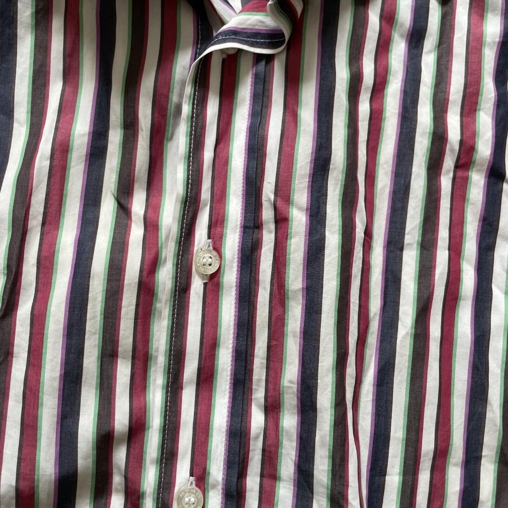 Etro Button-Up Shirt Men's Size 43 Multicolor Long Sleeves Collared Striped - Picture 5 of 7